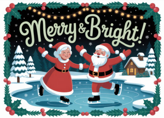 Mr. and Mrs. Claus skating Mr. and Mrs. Claus skating