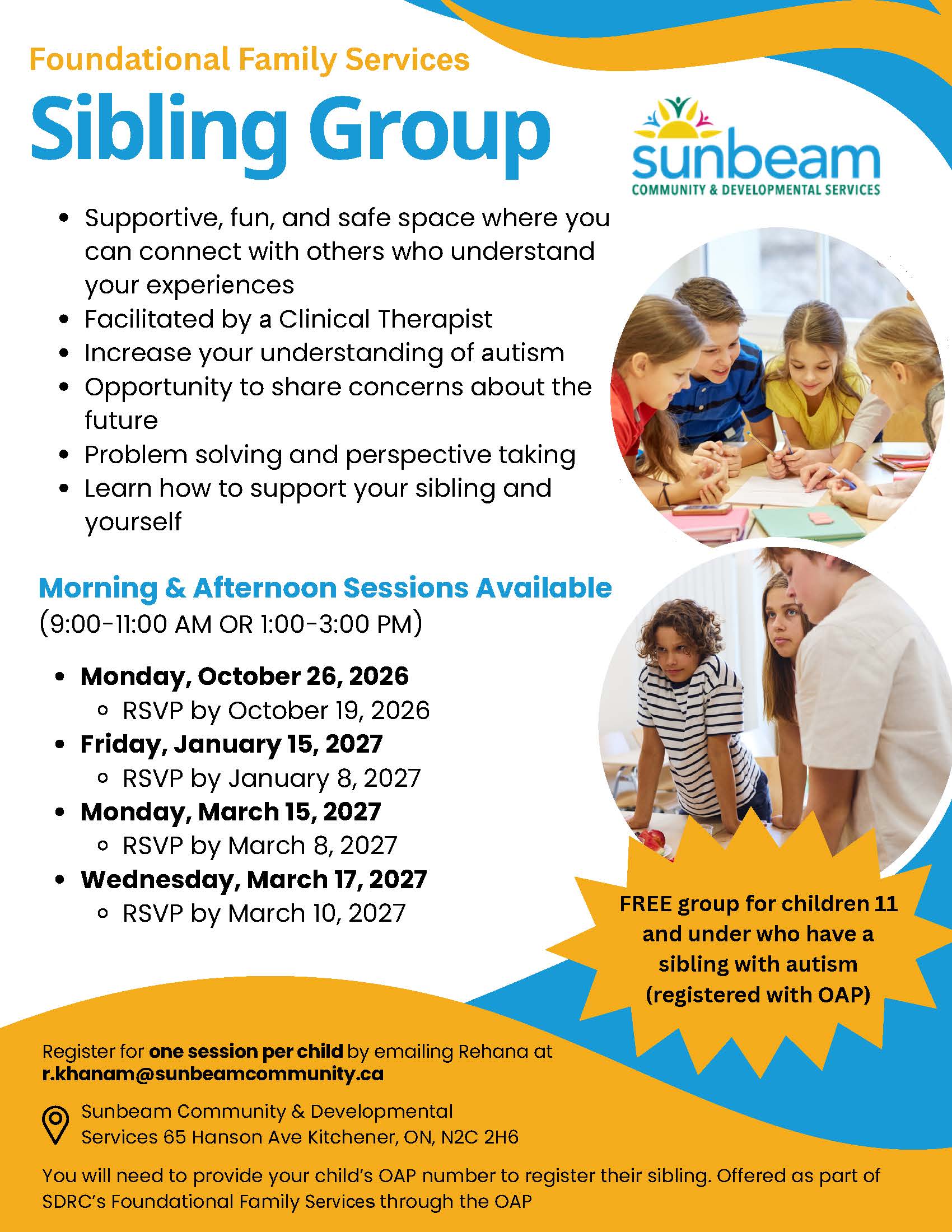 Sibling Group Sessions Flyer